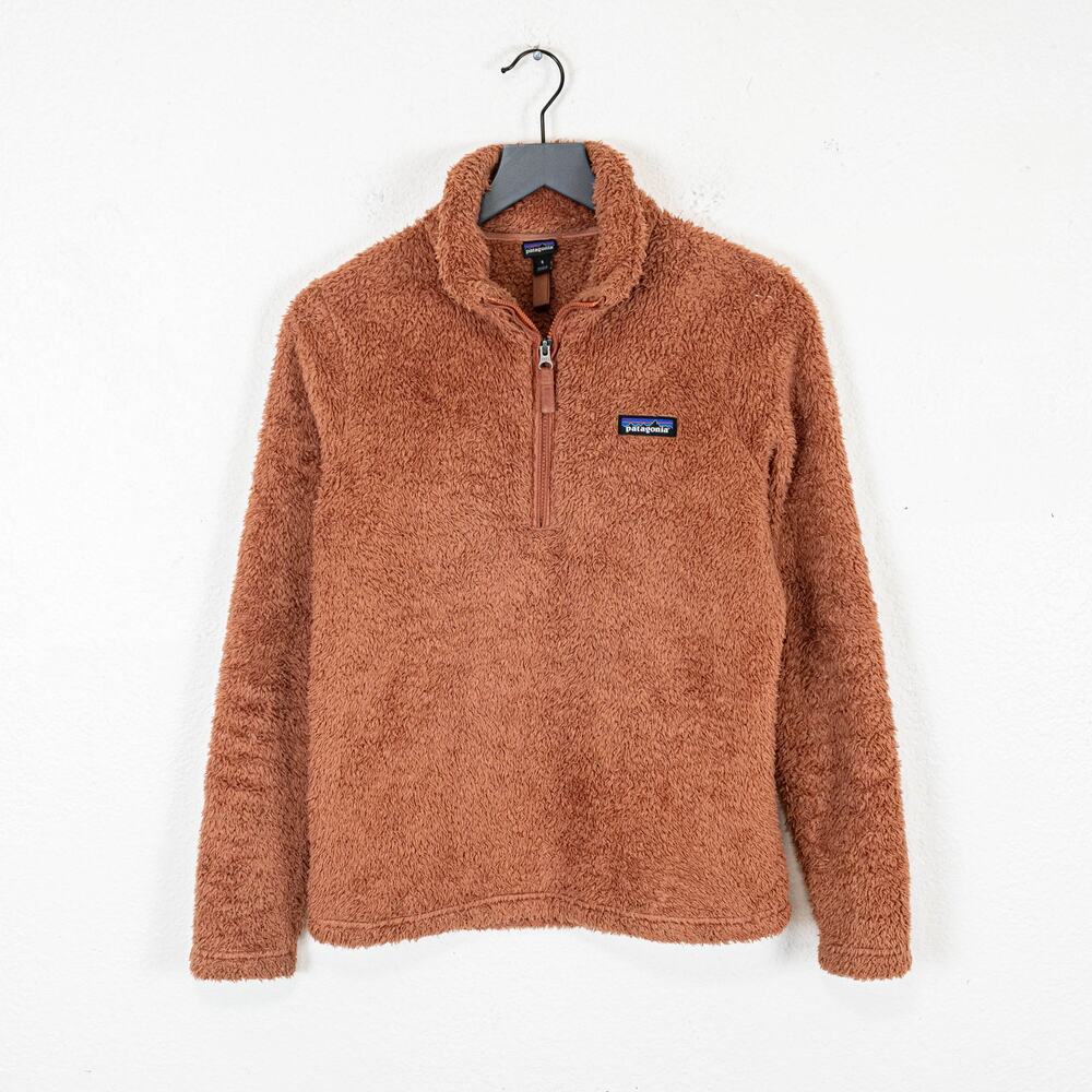 Patagonia Women's Los Gatos 1/4 zip Pullover in Brown Century pink S